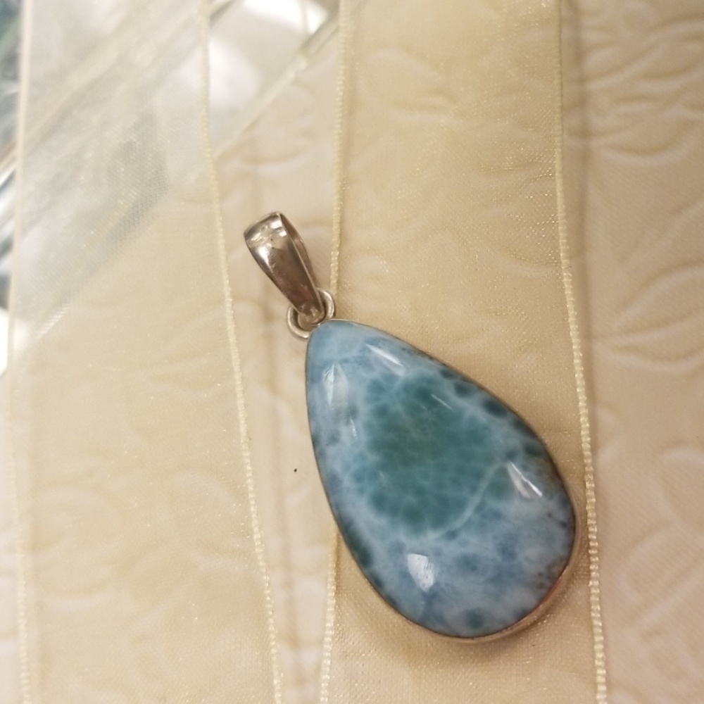 Larimar and sterling silver slide / pendant